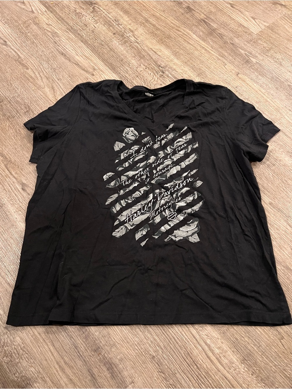 Harley-Davidson Black Short Sleeve V-Neck Tee with Gray Graphic